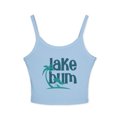 Lake Bum Tank Top - Women's Crop Spaghetti Strap, Palm & Cabin
