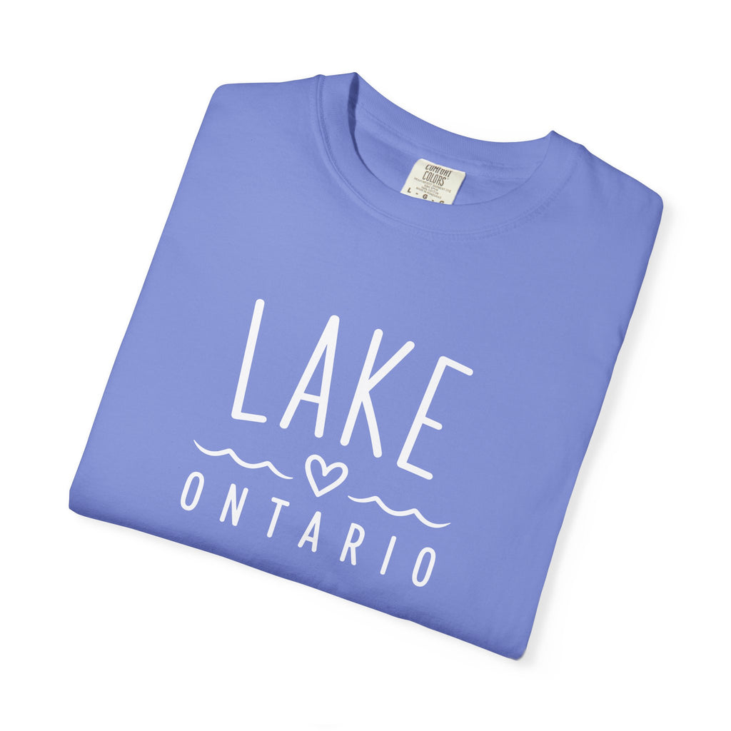 Lake Ontario Tee with Hand-Drawn Heart & Wave Graphic
