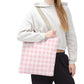 Pastel Pink Gingham Checkered Canvas Everyday Tote