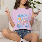 Living on Lake Time" Pontoon T-Shirt