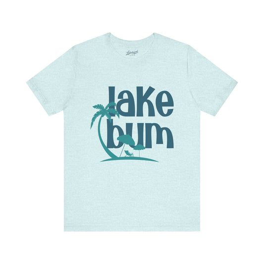 Lake Bum T-Shirt: Retro Palm & Heron Lakeside Tee