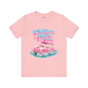 Whatever Floats Your Boat Tee: Pink Pontoon Summer Shirt