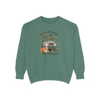 Fall Camper Crewneck with Autumn Cabin Illustration