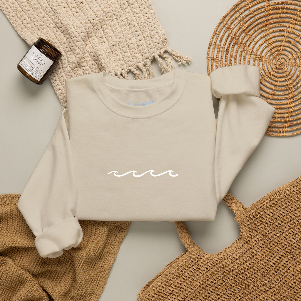 Embroidered Wave Crewneck