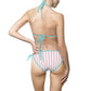 Striped Pink Triangle Bikini — Women's Tie-Side Swimsuit
