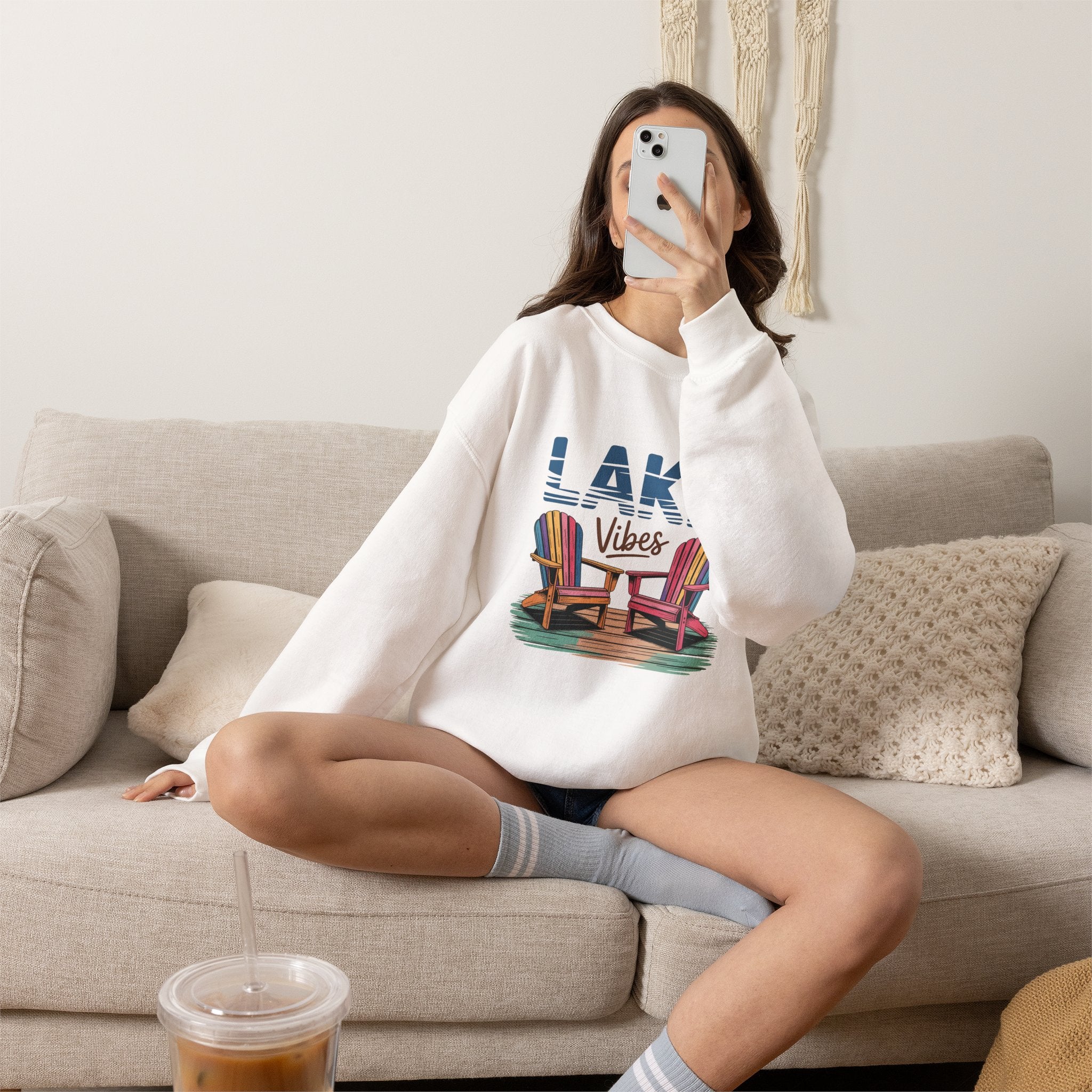 Lake Vibes Adirondack Chairs Crewneck