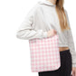 Pastel Pink Gingham Checkered Canvas Everyday Tote
