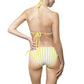 Striped Lemon Yellow Triangle Bikini — Women's Tie-Side Swimwear