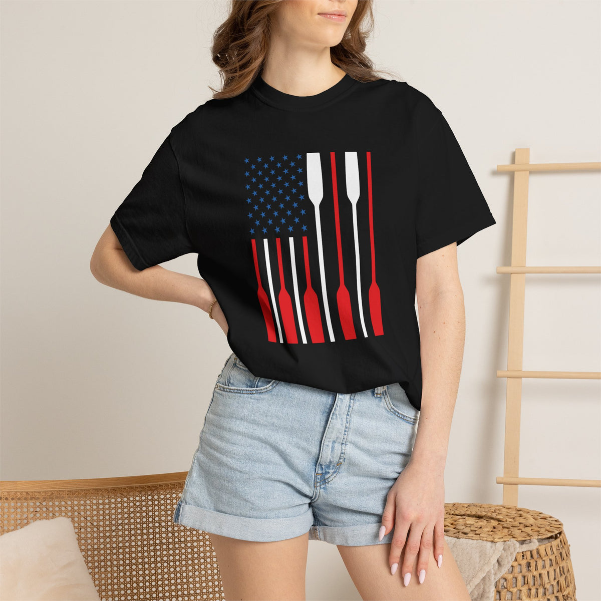 Rowing Oars American Flag T-Shirt