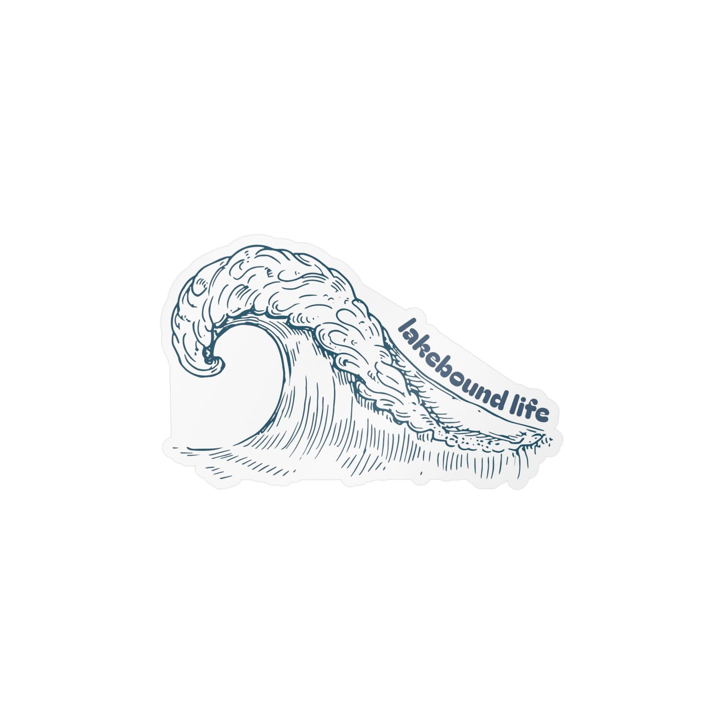 Vinyl Decal — Hand-Drawn Wave "lakebound life" Sticker