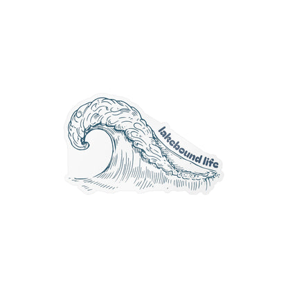 Vinyl Decal — Hand-Drawn Wave "lakebound life" Sticker