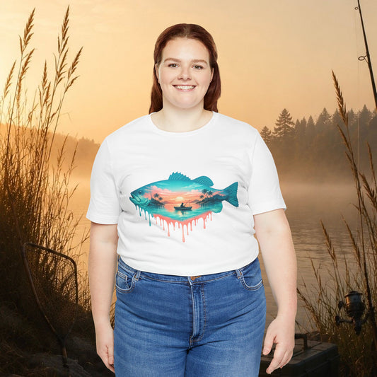 Sunset Fishing Tee — Dripping Fish Sunset Graphic T-Shirt