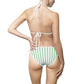 Striped Mint Triangle Bikini — Women's Tie-Side Two-Piece Swimsuit