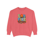 Bonfire Season Pullover with Hand-Drawn Flame Graphic