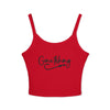 Gone Fishing Tank Top — Women's Spaghetti Strap Crop Tank - Solid Red Blend