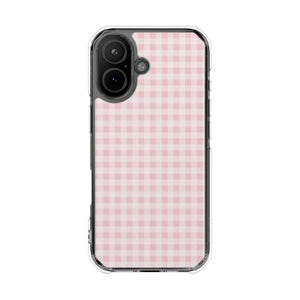 Pink Gingham Magnetic Clear Impact Phone Case