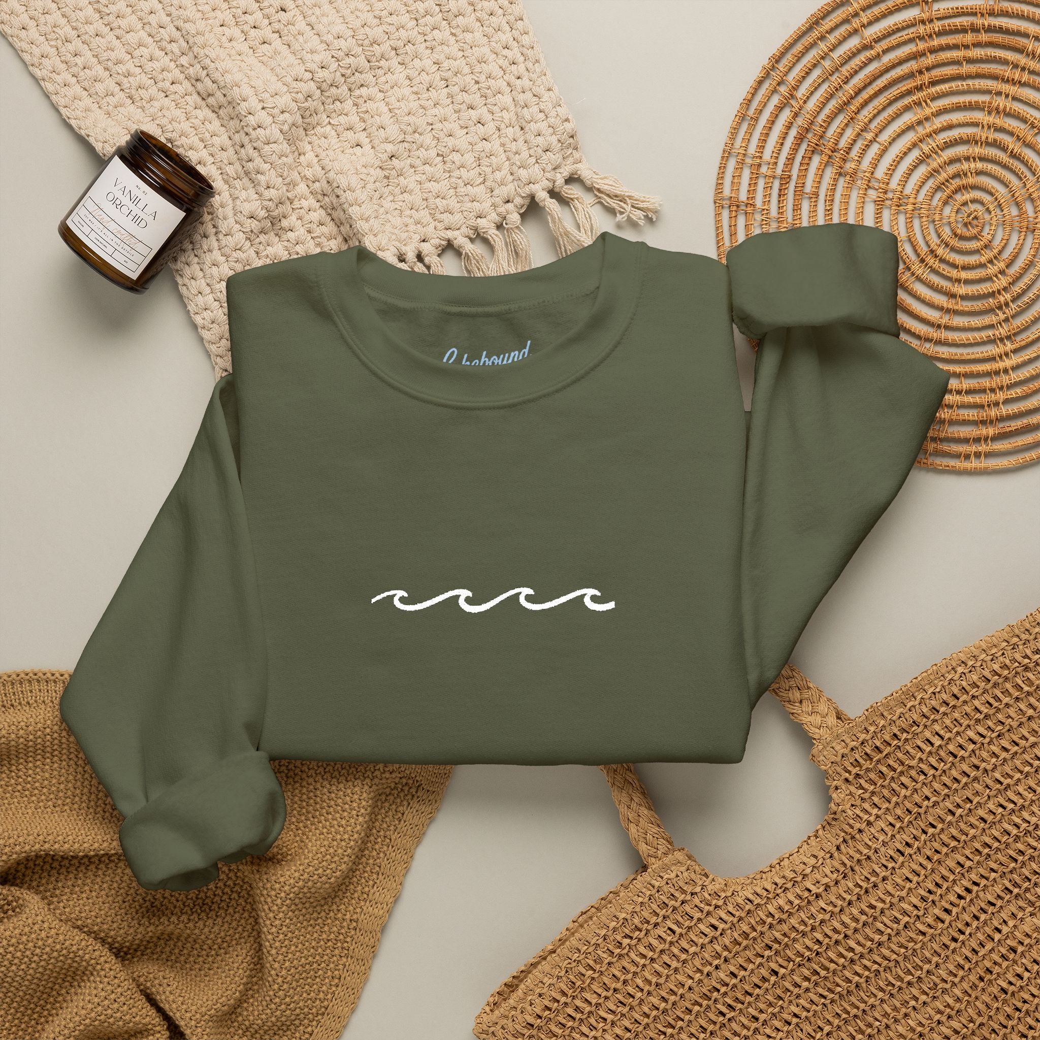 Embroidered Wave Crewneck