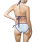 Striped Blue Triangle Bikini — Women’s Tie-Side Swimsuit