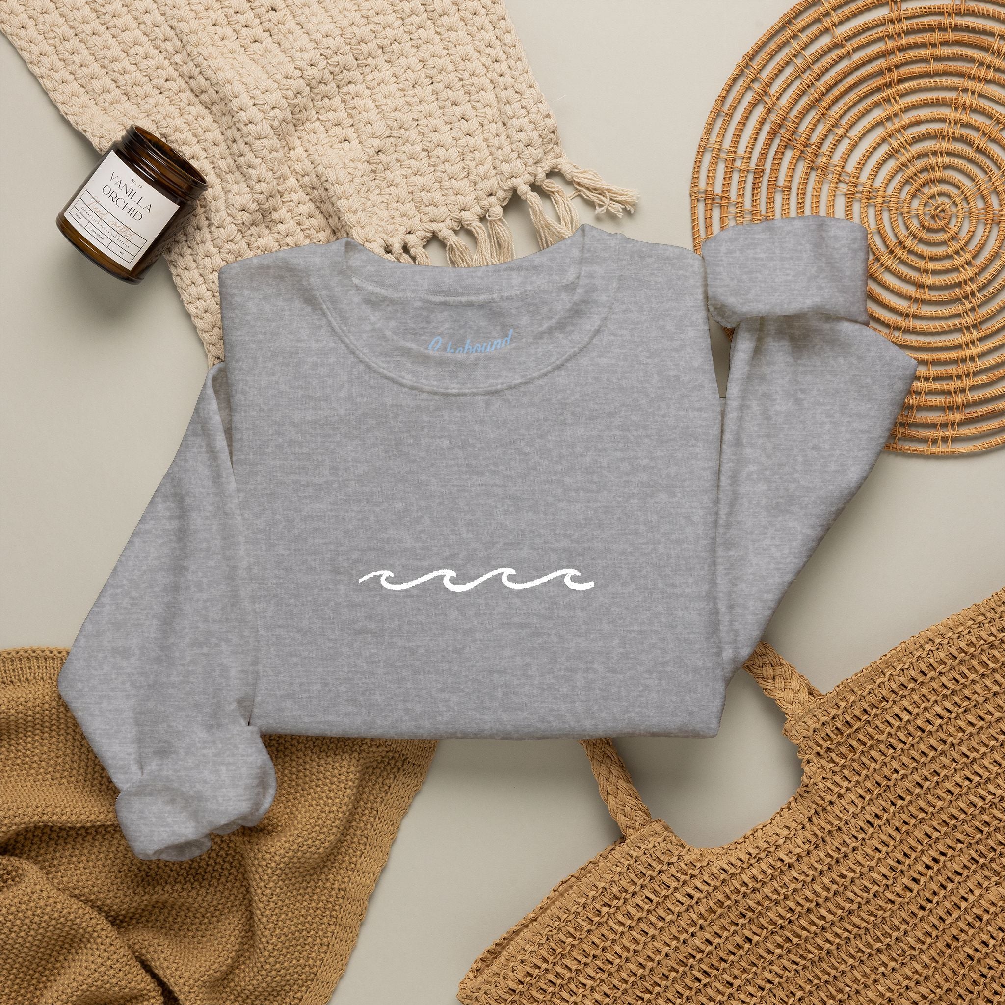 Embroidered Wave Crewneck