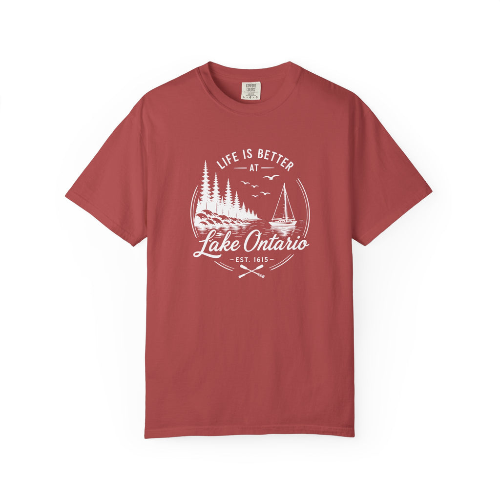 Lake Ontario Tee, Life Is Better at the Lake Sailboat Graphic