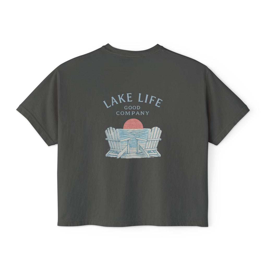 "Lake Life Good Company" Front & Back Cropped T-Shirt
