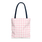 Pastel Pink Gingham Checkered Canvas Everyday Tote