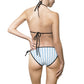 Striped Blue Triangle Bikini — Women’s Tie-Side Swimsuit