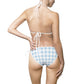 Gingham Tie-Side Bikini: Light Blue Triangle Swimsuit