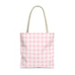 Pastel Pink Gingham Checkered Canvas Everyday Tote