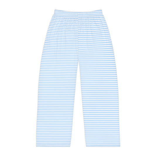 Light Blue Striped Pajama Pants — Men's Cozy Lounge Sleepwear
