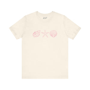 Seashell Trio Tee: Pink Shell & Starfish Graphic T-Shirt