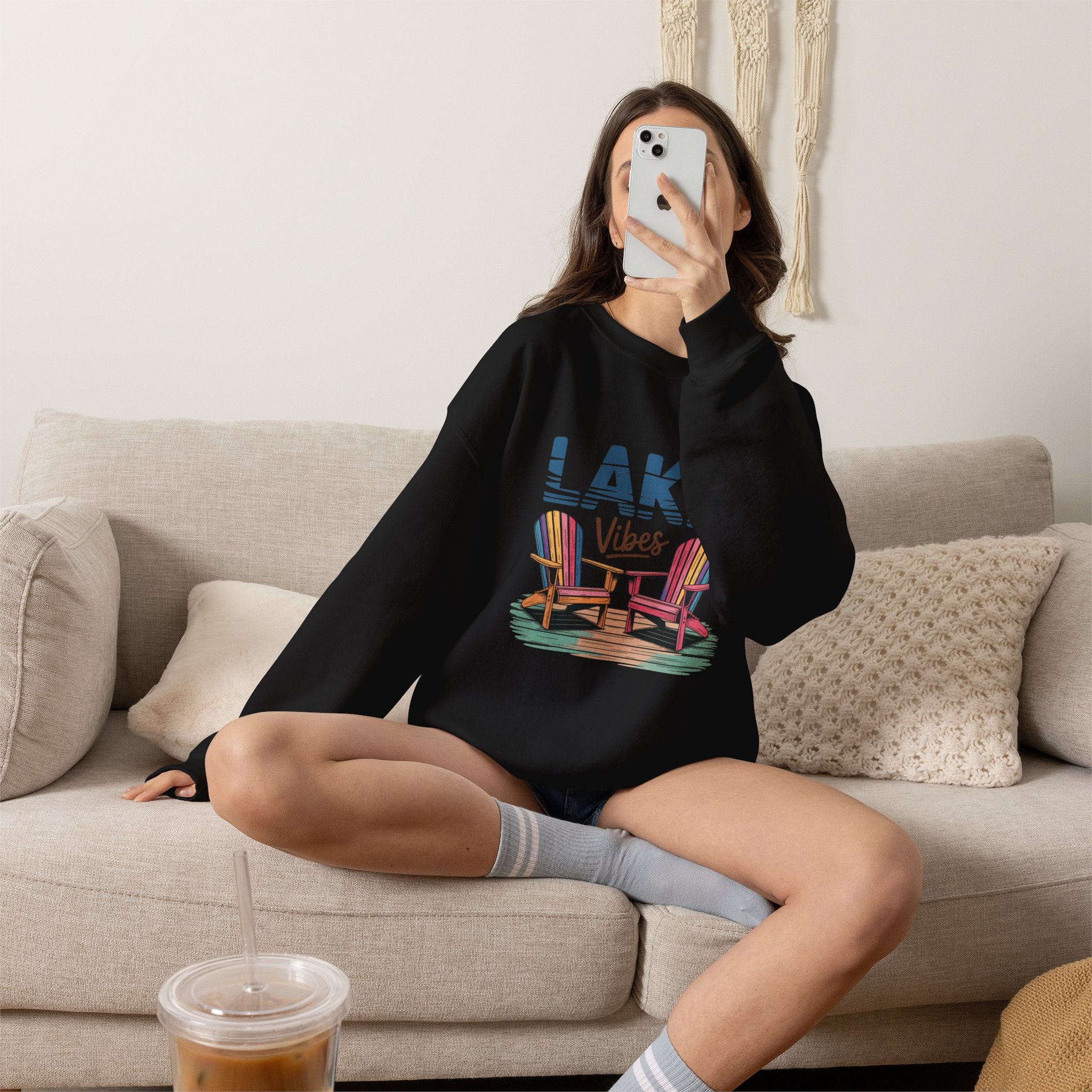 Lake Vibes Adirondack Chairs Crewneck