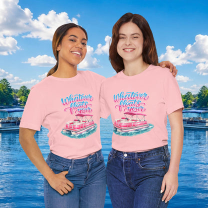 Whatever Floats Your Boat T-Shirt — Pink Pontoon Boat Graphic Tee