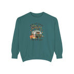 Fall Camper Crewneck with Autumn Cabin Illustration