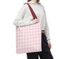 Pastel Pink Gingham Checkered Canvas Everyday Tote