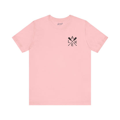 Lake Oar Graphic Tee: LAKE Crossed Oars Chest & Back T-Shirt