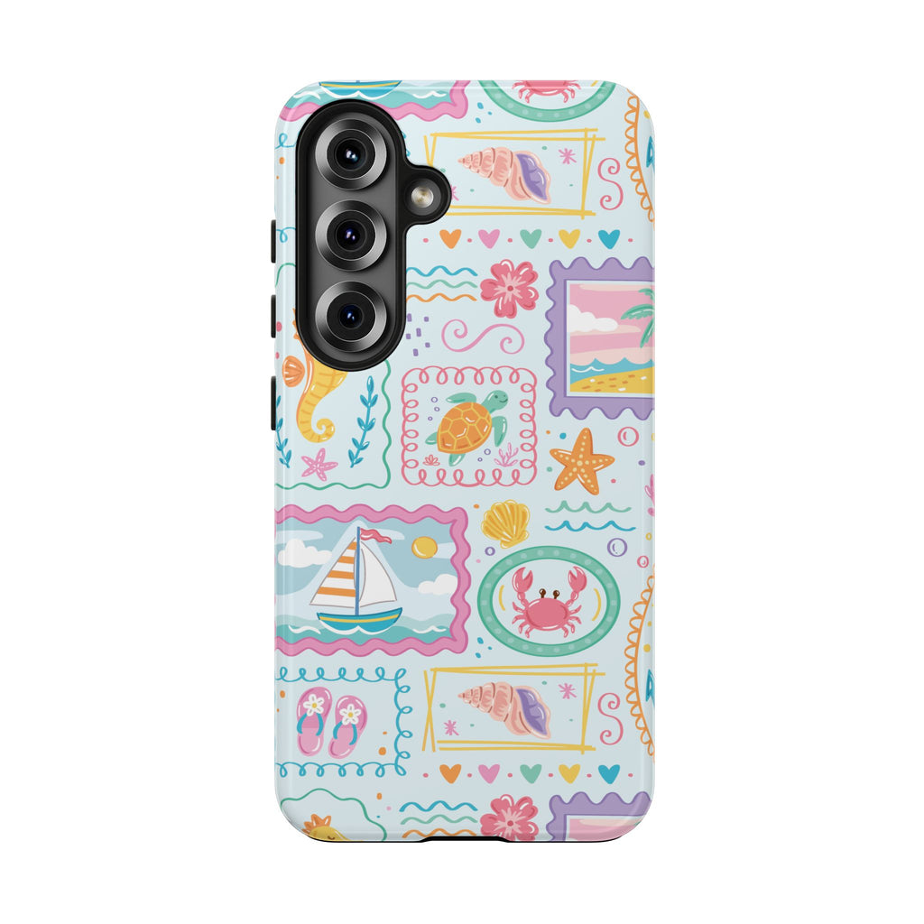 Seaside Patchwork Phone Case with Seahorses & Crabs