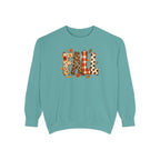 Fall Leopard Plaid Sweatshirt with Autumn Leaves Graphic