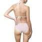 Striped Pink Triangle Bikini — Women's Tie-Side Swimsuit