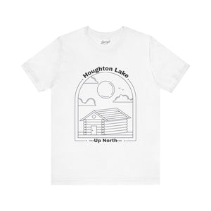 Cabin T-Shirt: Houghton Lake 'Up North' Minimal Line Art