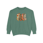 Fall Leopard Plaid Sweatshirt with Autumn Leaves Graphic