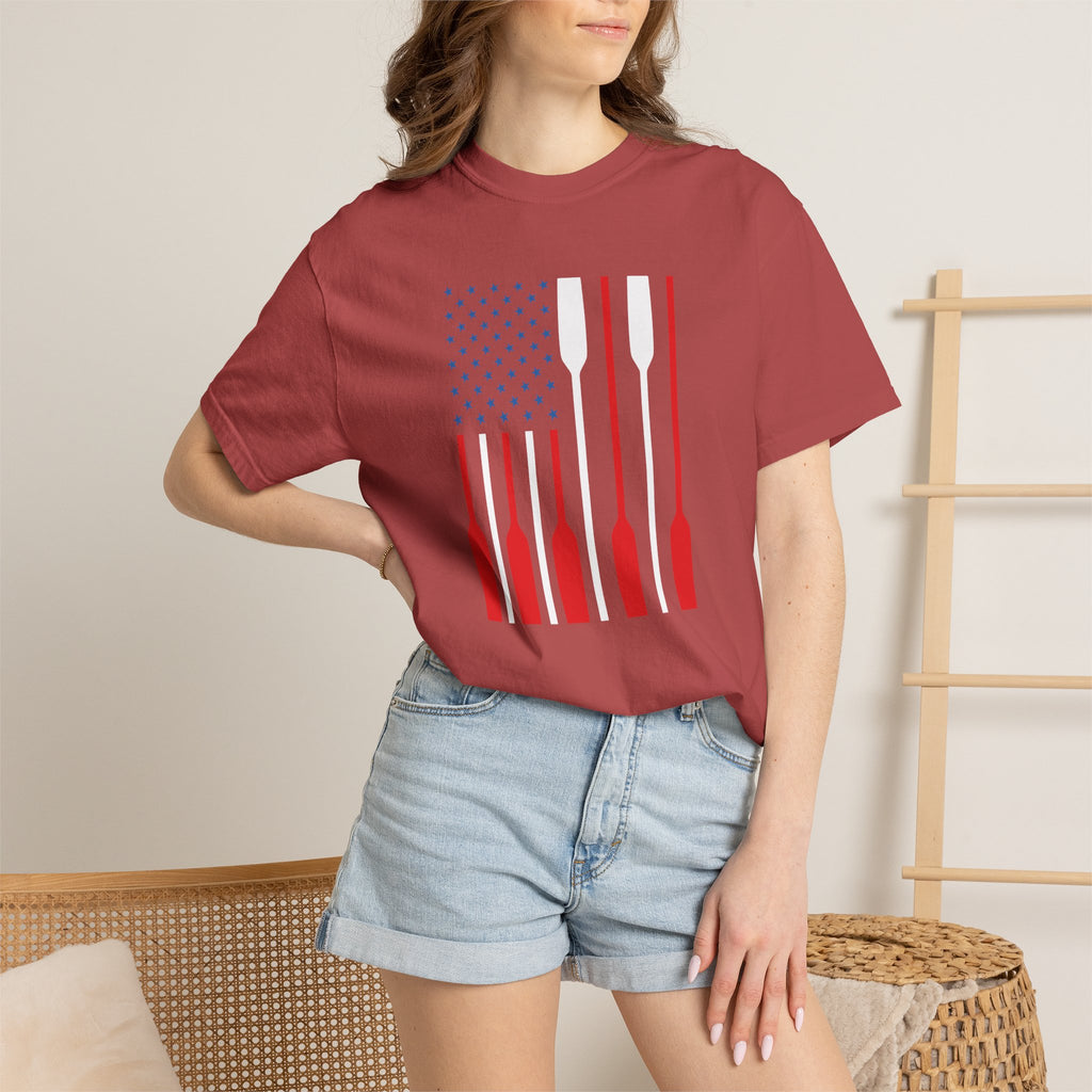 Rowing Oars American Flag T-Shirt