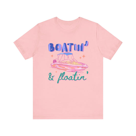 Boatin' & Floatin' Boat Graphic Tee — Retro Summer Vacation T-Shirt