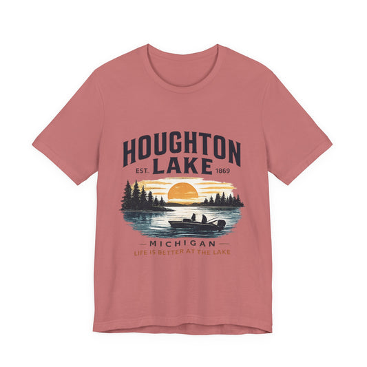 Houghton Lake Sunset Canoe T-Shirt — Life Is Better at the Lake