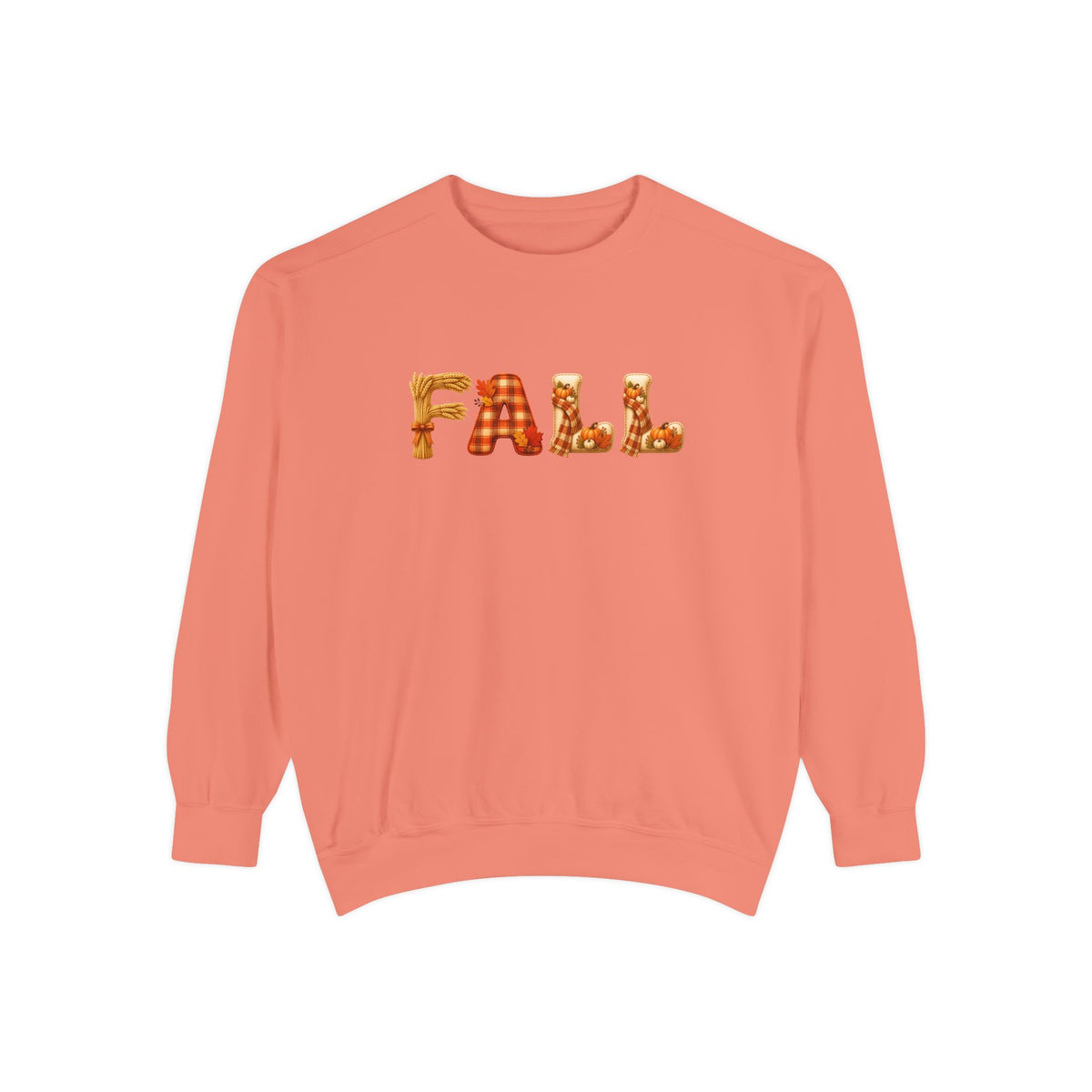 Garment-Dyed FALL Crewneck with Leaf-Strewn Lettering