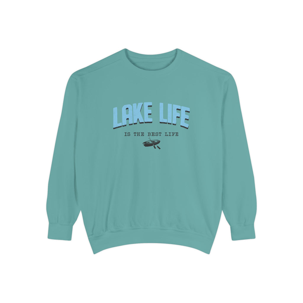 Lake Life Cozy Crewneck with Embroidered Canoe Detail