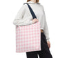 Pastel Pink Gingham Checkered Canvas Everyday Tote