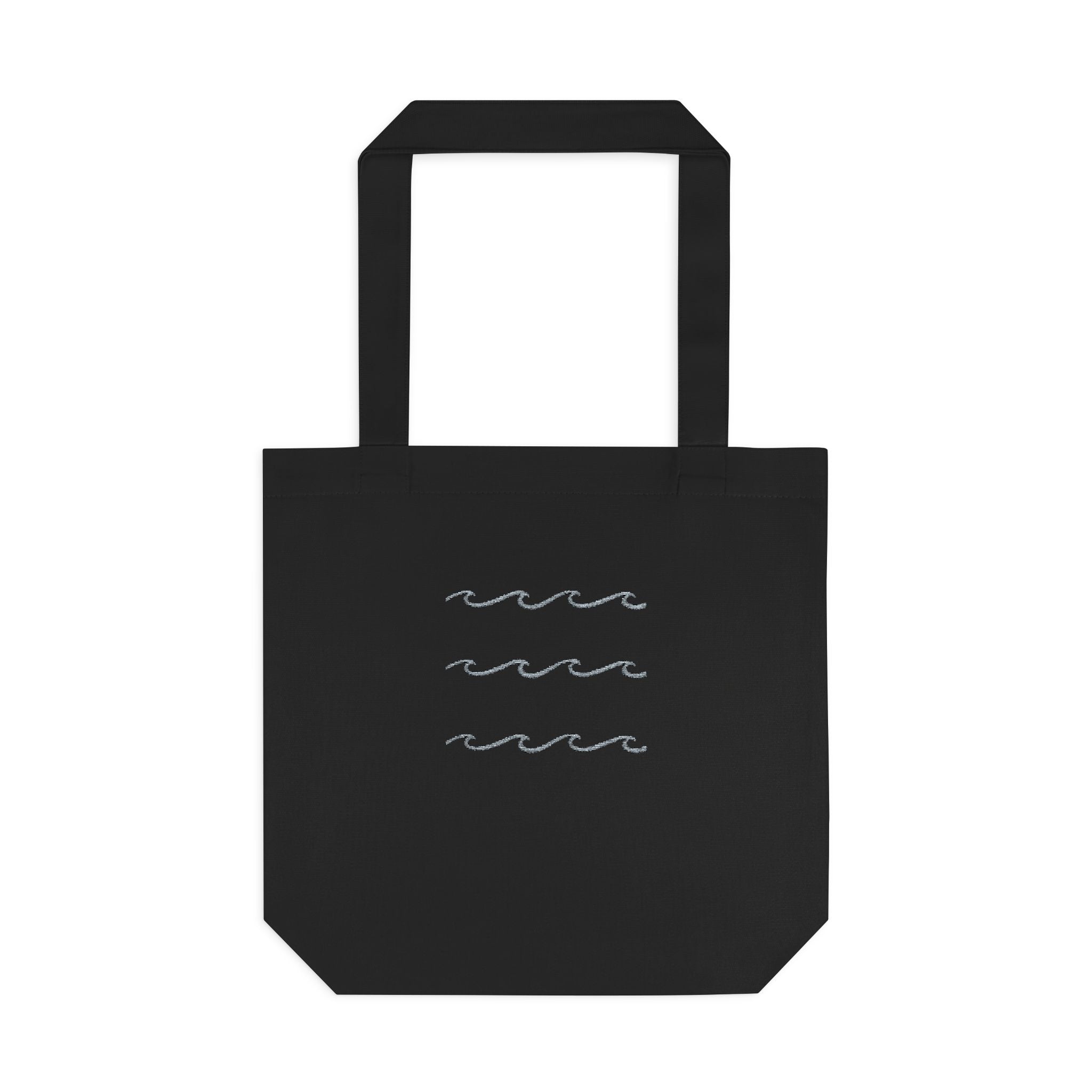Embroidered Wave Pattern Tote Bag