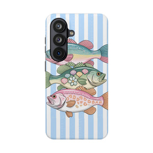Tough Phone Case: Pastel Fishing Fish Pattern (Striped)