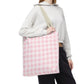 Pastel Pink Gingham Checkered Canvas Everyday Tote